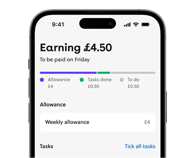 A pocket money card for kids